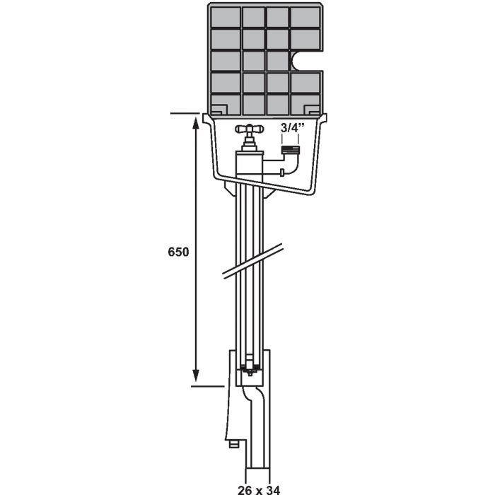 Bouche d'arrosage incongelable Nicoll arrivèe 1'' sortie 3/4 H 650mm