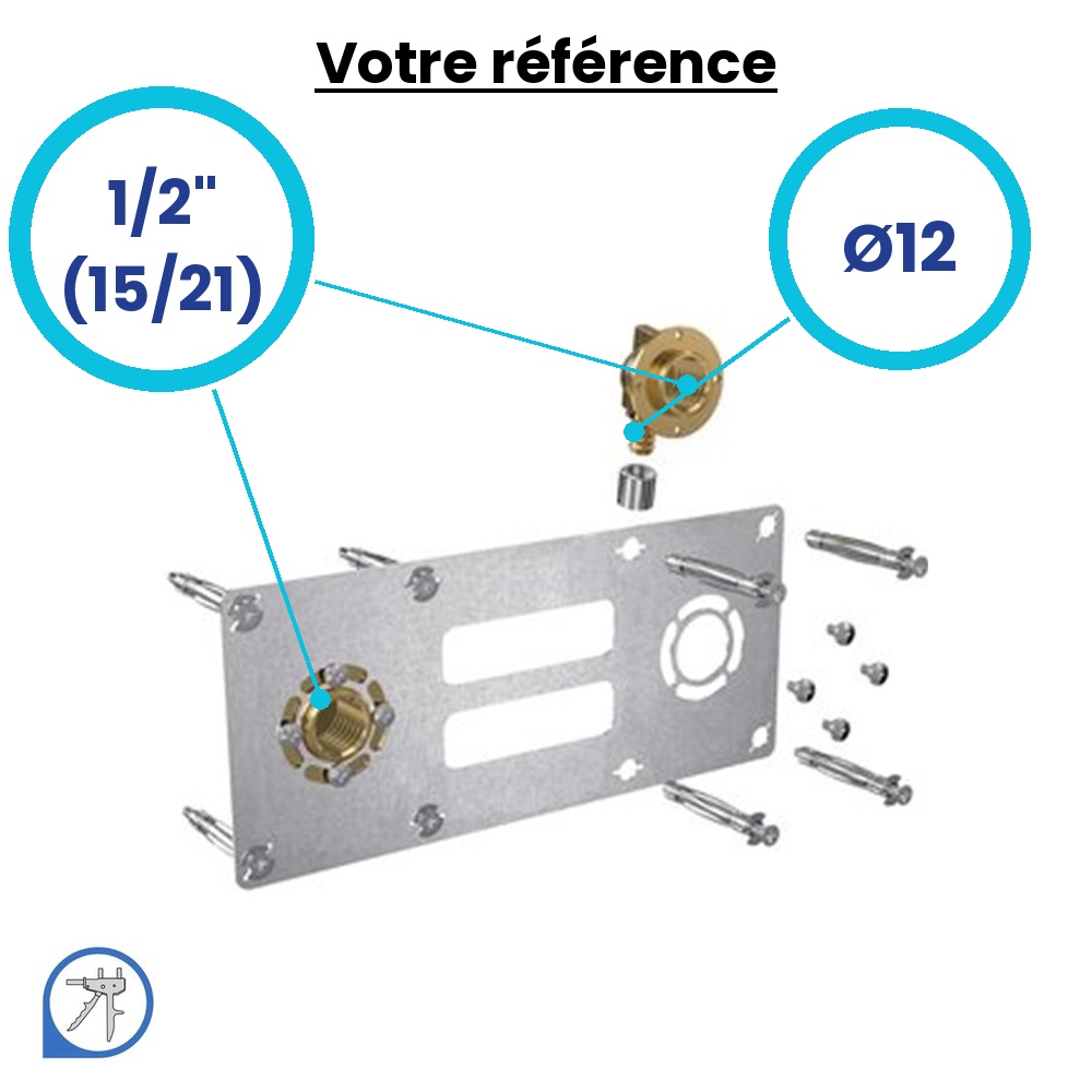 Sortie de cloison double ROBIFIX PER à glissement Ø12 - femelle 1/2'' (15/21) entraxe 150 mm - Watts
