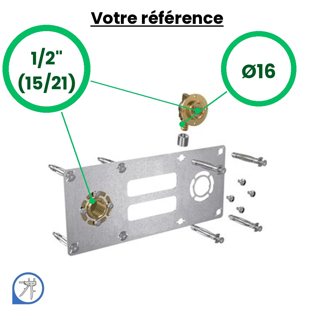Sortie de cloison double ROBIFIX PER à glissement Ø16 - femelle 1/2'' (15/21) entraxe 150 mm - Watts