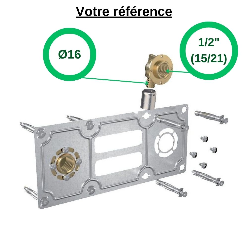 Sortie de cloison double ROBIFIX PER à sertir Ø16 - femelle 1/2'' (15/21) entraxe 150 mm - Watts