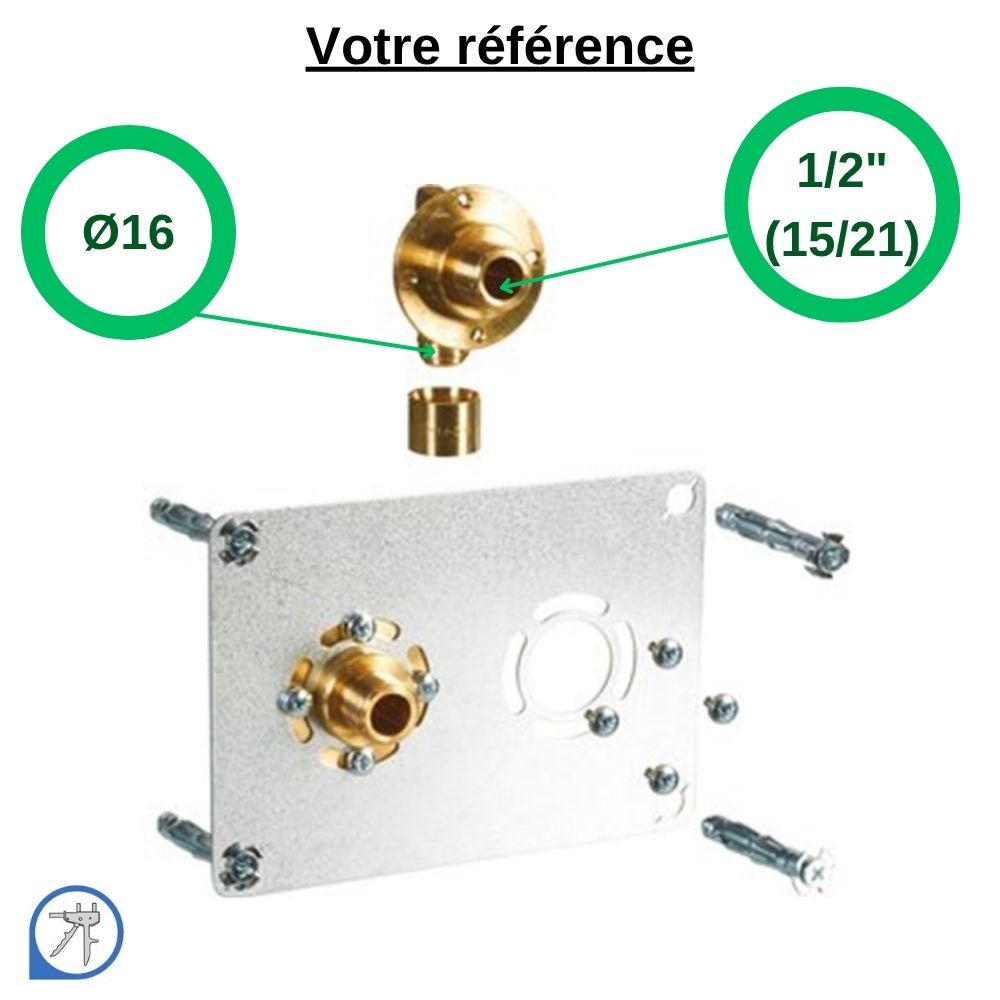 Sortie de cloison double ROBIFIX PER à glissement Ø16 - femelle 1/2'' (15/21) entraxe 50 mm - Watts