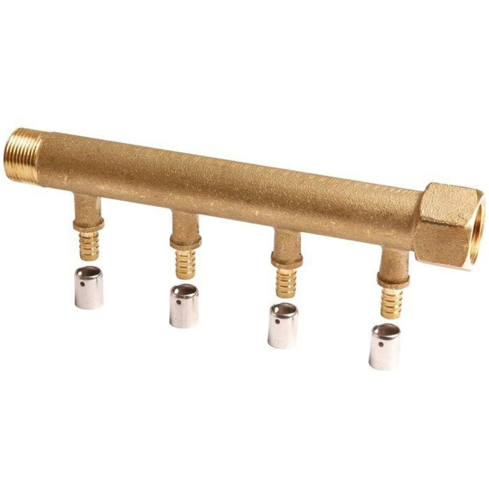 Collecteur mâle-femelle 3/4'' (20/27), 3 départs à sertir PER Ø12, pour sanitaire et chauffage - Riquier