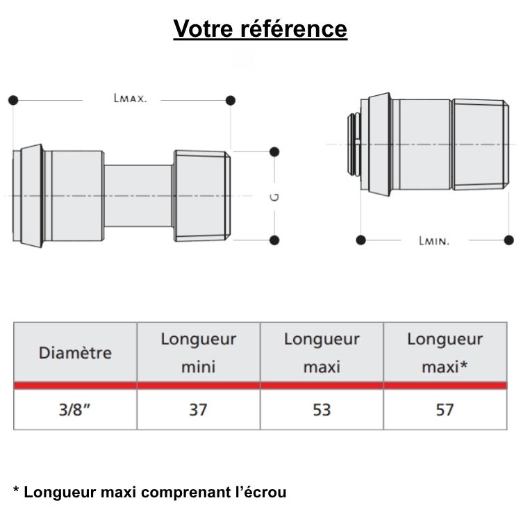 Douille télescopique mâle 3/8'' (12/17) spéciale rénovation - R173TG, Giacomini