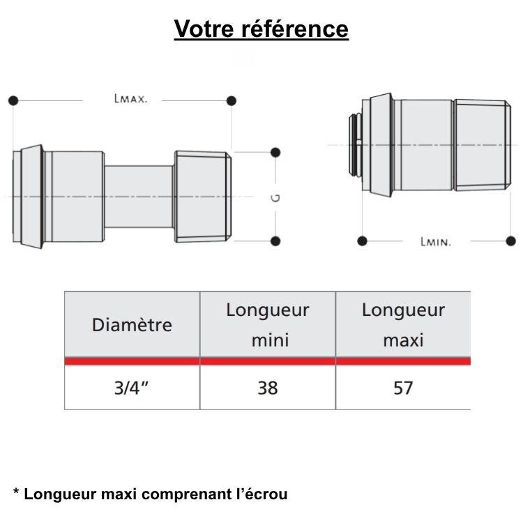 Douille télescopique mâle 3/4'' (20/27) spéciale rénovation - R173, Giacomini