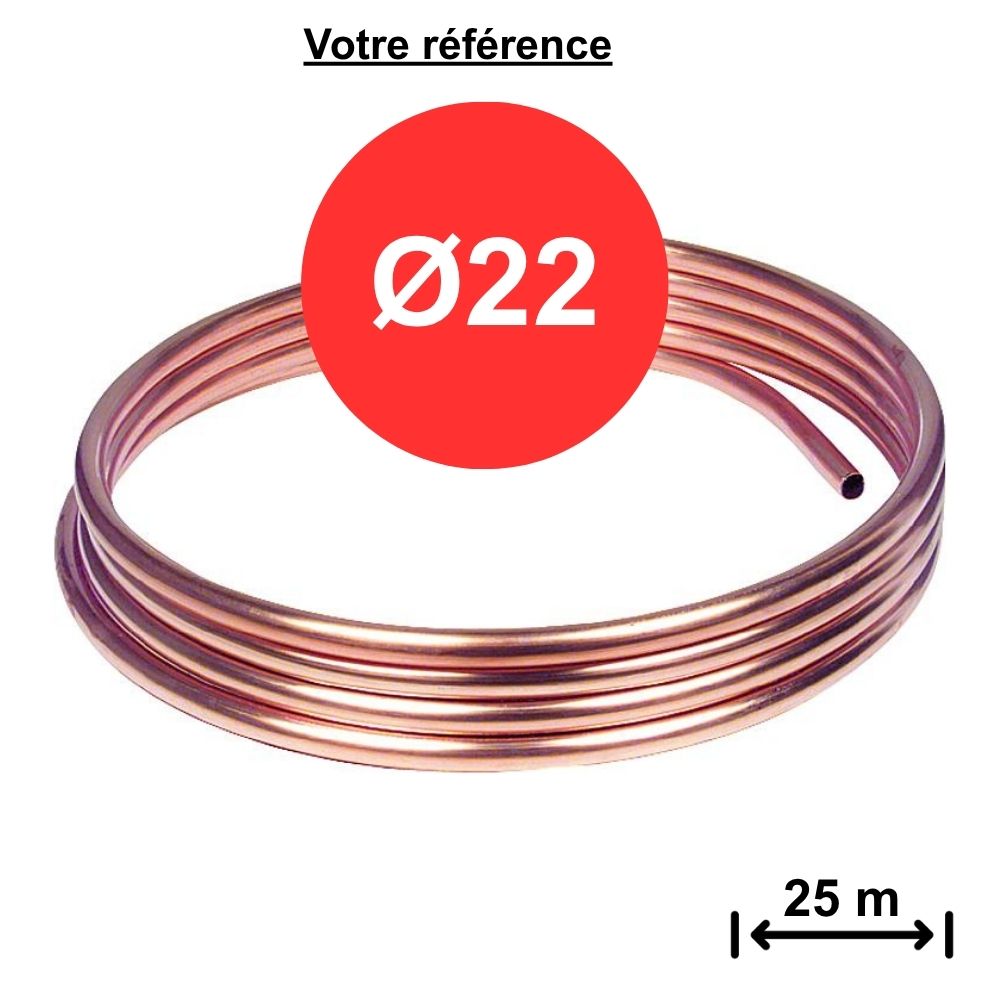 Tube cuivre recuit Ø22 - longueur 25 m - Scudo, KME