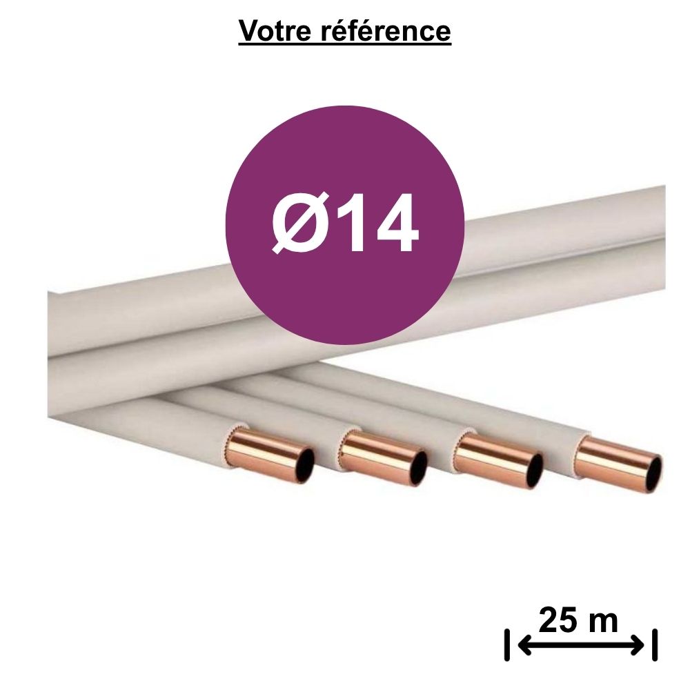 Tube cuivre recuit gainé Ø14 - longueur 25 m - Smisol Plus, KME