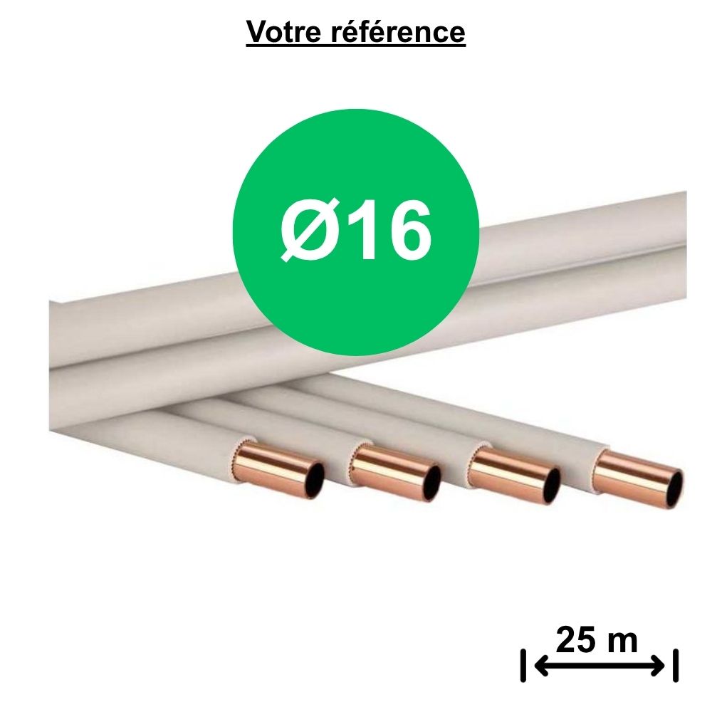 Tube cuivre recuit gainé Ø16 - longueur 25 m - Smisol Plus, KME