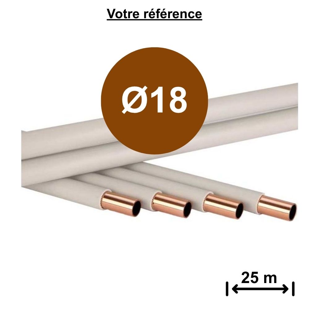 Tube cuivre recuit gainé Ø18 - longueur 25 m - Smisol Plus, KME