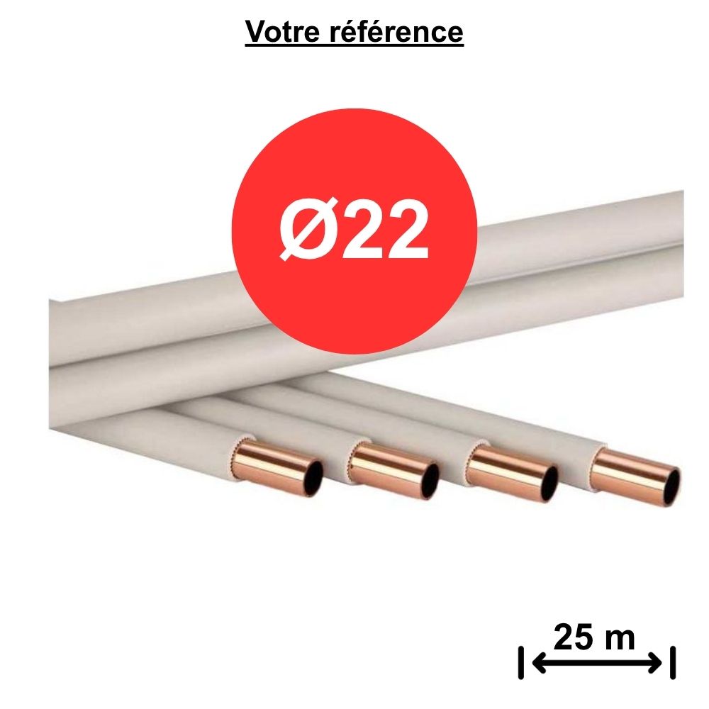 Tube cuivre recuit gainé Ø22 - longueur 25 m - Smisol Plus, KME