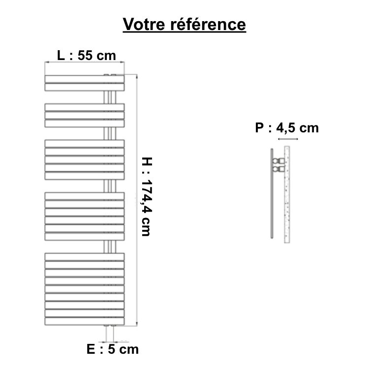 Sèche-serviettes à eau chaude 760W, H:174,4 x l:55 cm, blanc - Soul, Irsap