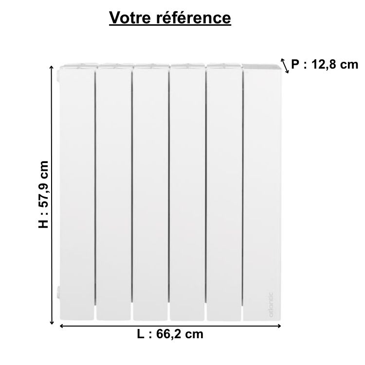 Radiateur électrique horizontal à chaleur douce 1250W, blanc - Accessio, Atlantic