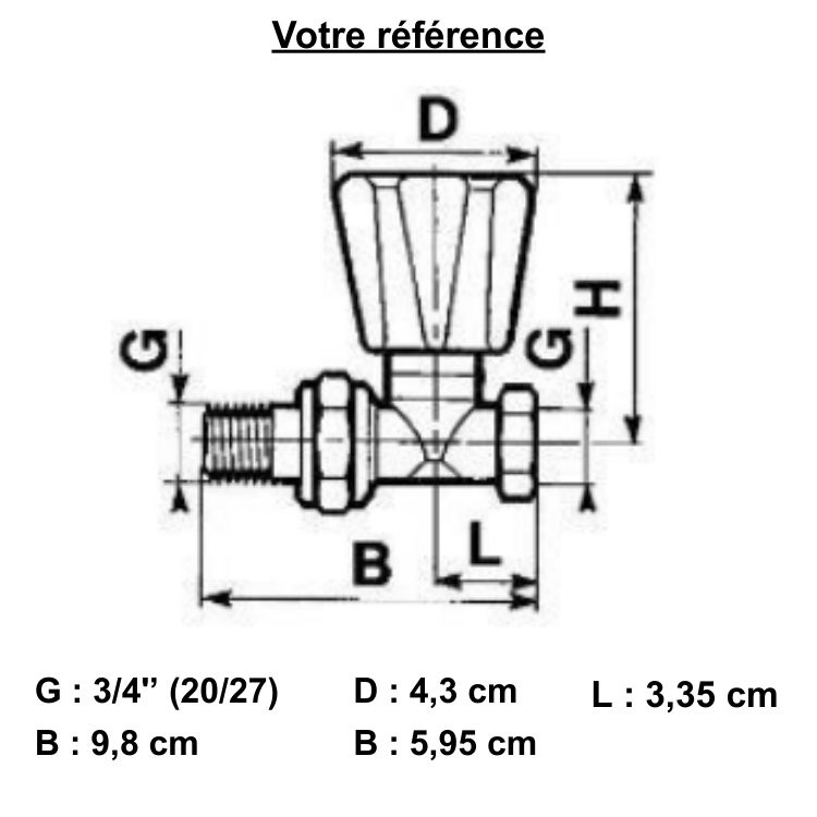 Robinet manuel pour radiateur eau chaude, droit 3/4'' (20/27) simple réglage - Comap
