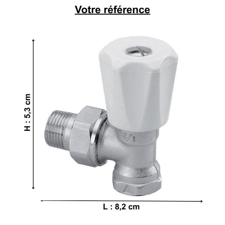 Robinet manuel pour radiateur eau chaude, équerre 1/2'' (15/21) simple réglage - Comap