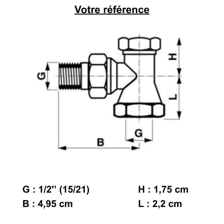 Coude de réglage pour radiateur femelle  1/2'' (15/21) - Comap