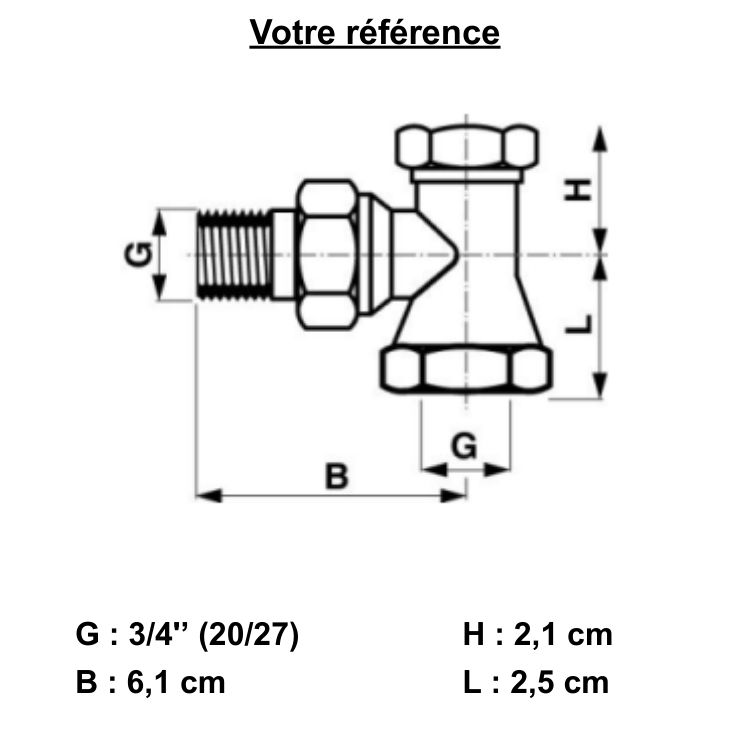 Coude de réglage pour radiateur femelle  3/4'' (20/27) - Comap