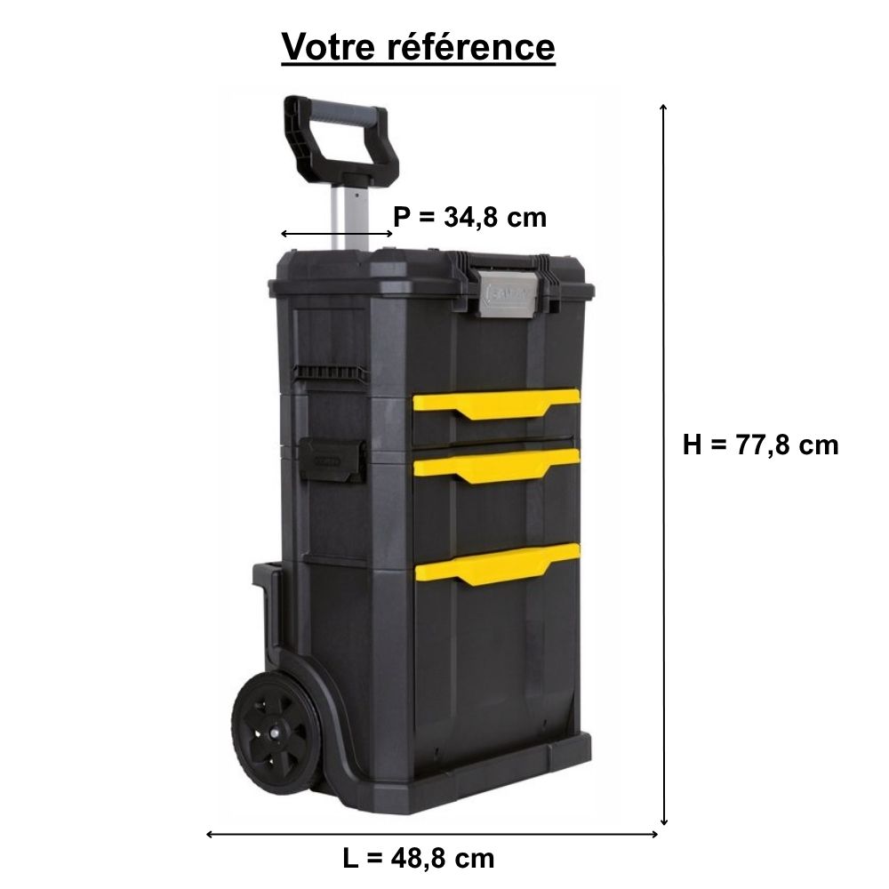 Servante d'atelier - 3 tiroirs, 2 modules détachables - Modulo, Stanley