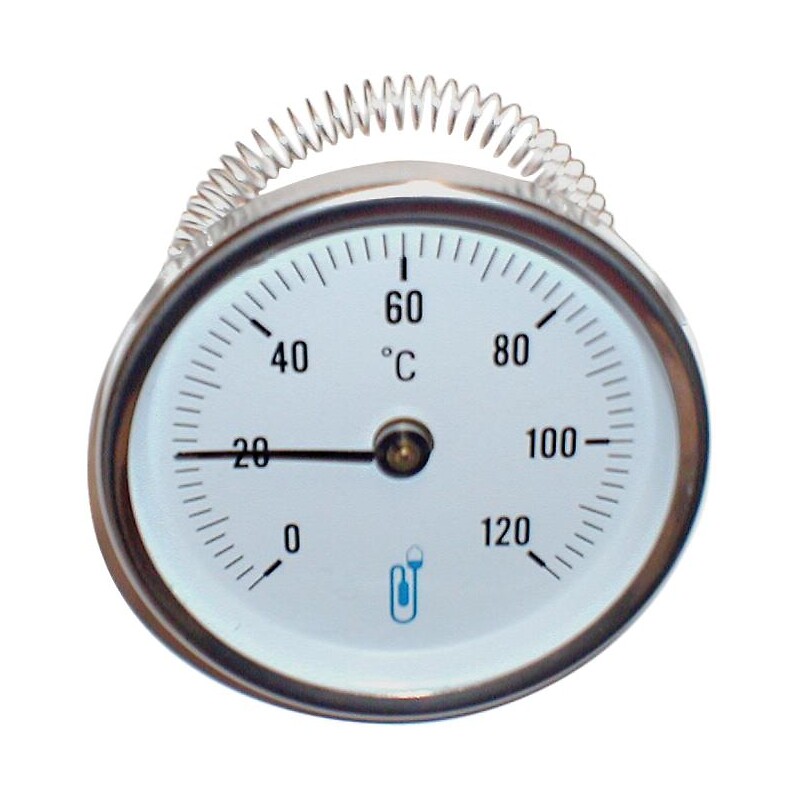 Thermomètre à ressort Ø63 pour chauffage, 0-120°C - Distrilabo