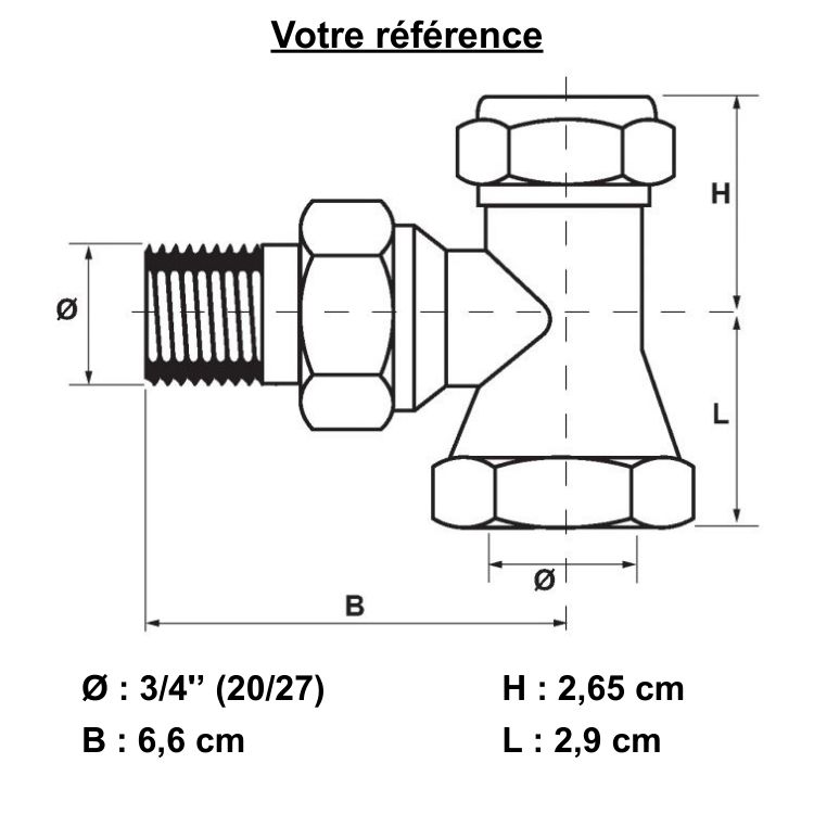 Coude de réglage vidangeable pour radiateur 3/4'' (20/27) - Comap