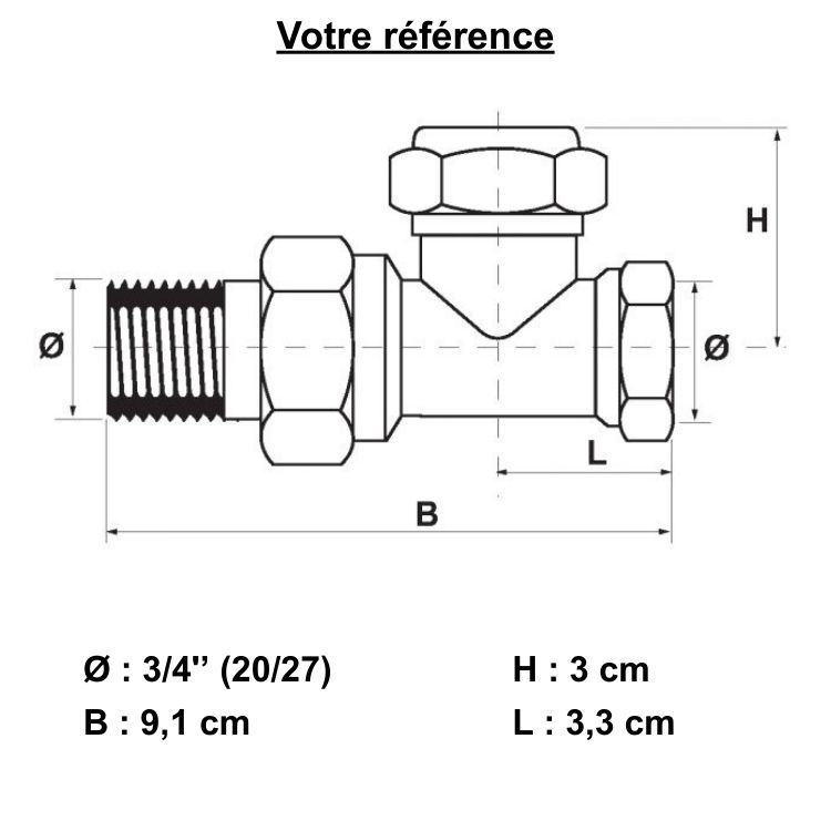 Té de réglage vidangeable pour radiateur 3/4'' (20/27) - Comap