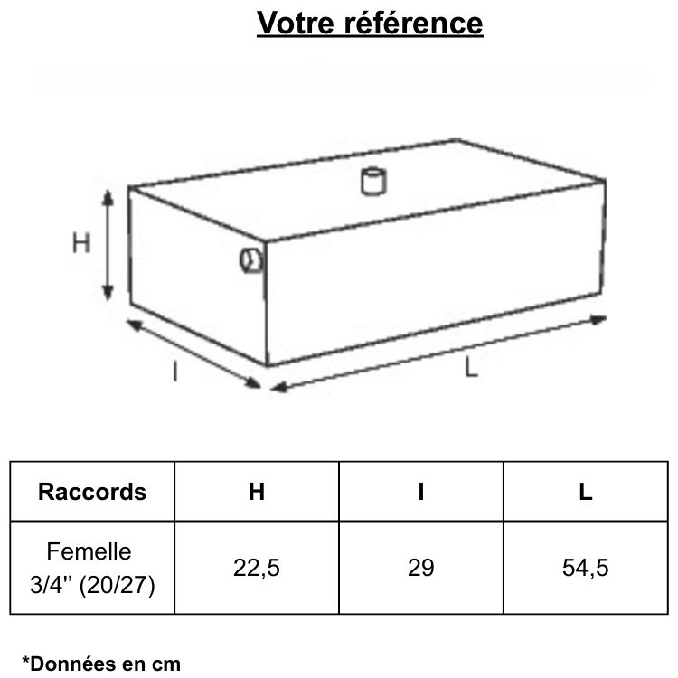 Vase d'expansion chauffage ouvert universel 22 litres, polypropylène - Thermador