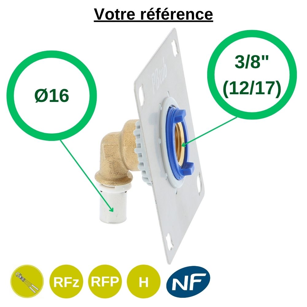 Sortie de cloison simple SERTIfix PER à sertir Ø16 - femelle 3/8'' (12/17)