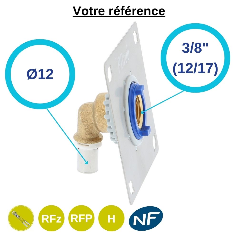 Sortie de cloison simple SERTIfix PER à sertir Ø12 - femelle 3/8'' (12/17)