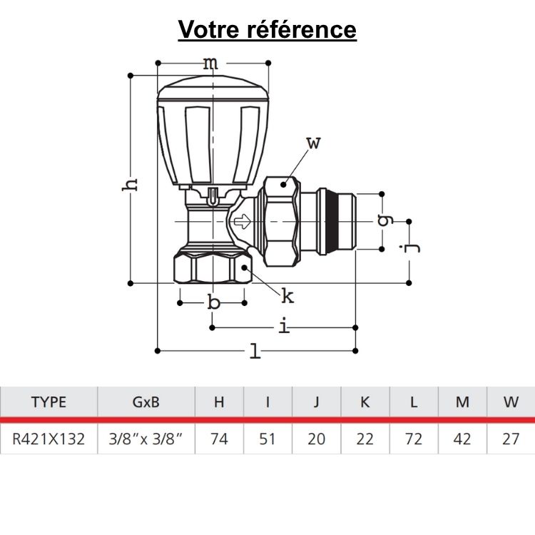 Robinet thermostatisable pour radiateur eau chaude, équerre femelle 3/8'' (12/17) - R421TG, Giacomini