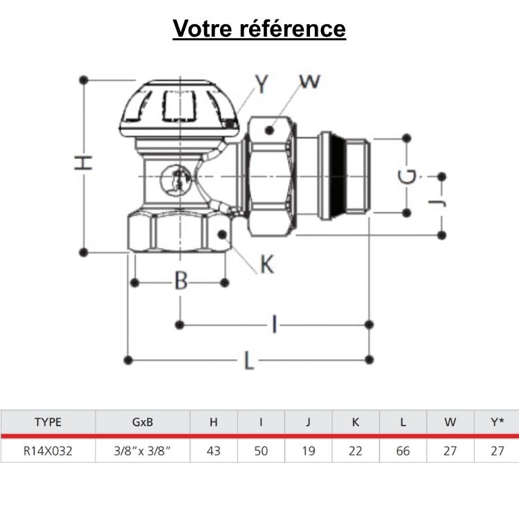 Coude de réglage pour radiateur femelle 3/8'' (12/17) - R14TG, Giacomini