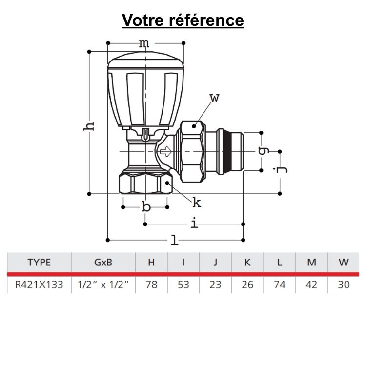 Robinet thermostatisable pour radiateur eau chaude, équerre femelle 1/2'' (15/21) - R421TG, Giacomini