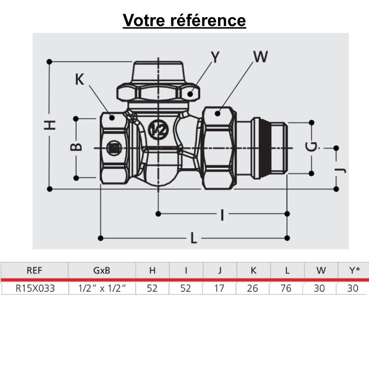 Té de réglage pour radiateur femelle 1/2'' (15/21) - R15TG, Giacomini