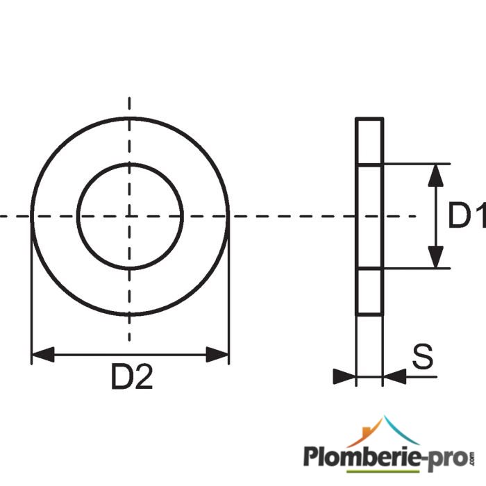 Rondelle plate D1=16 D2=32 S=3mm - boîte de 100