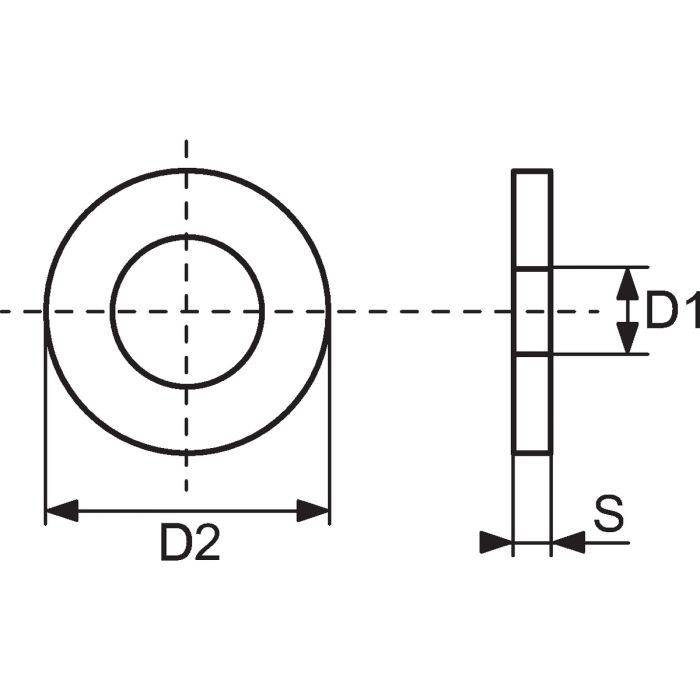Rondelle plate Inox D1=16 D2=32 S=3 - boîte de 50