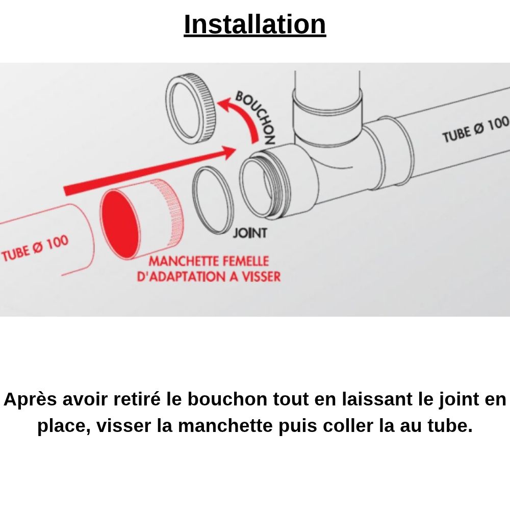 Manchette d'adaptation PVC à visser, Ø32 - femelle, pour évacuation - Nicoll