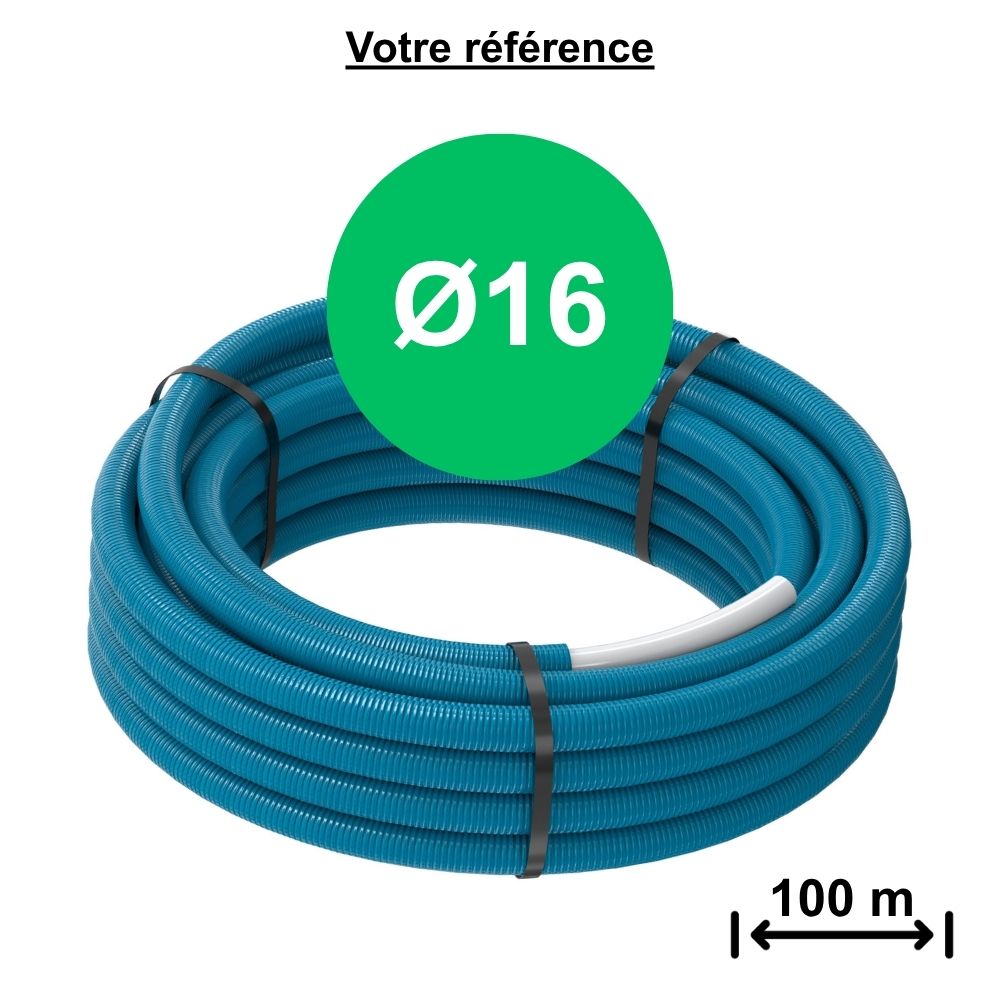 Tube multicouche gainé bleu MultiSkin 4 Ø16 - longueur 100 m - Comap