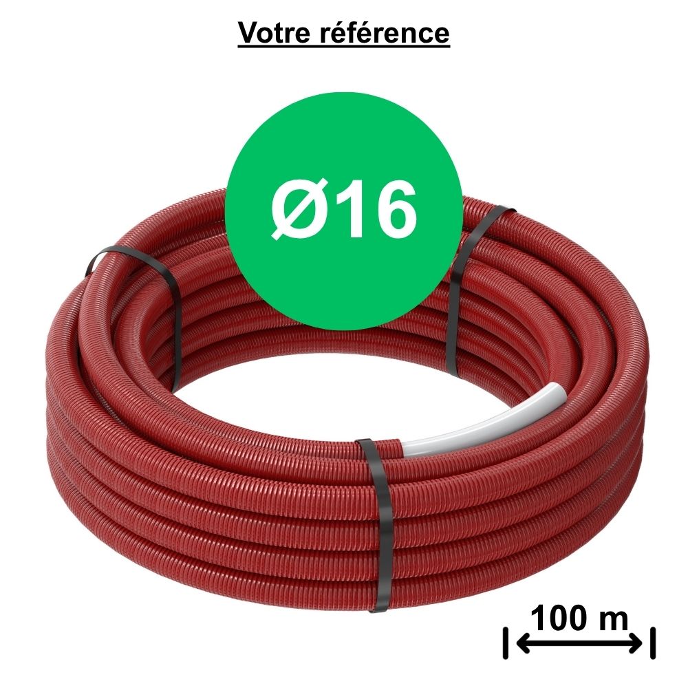 Tube multicouche gainé rouge MultiSkin 4 Ø16 - longueur 100 m - Comap