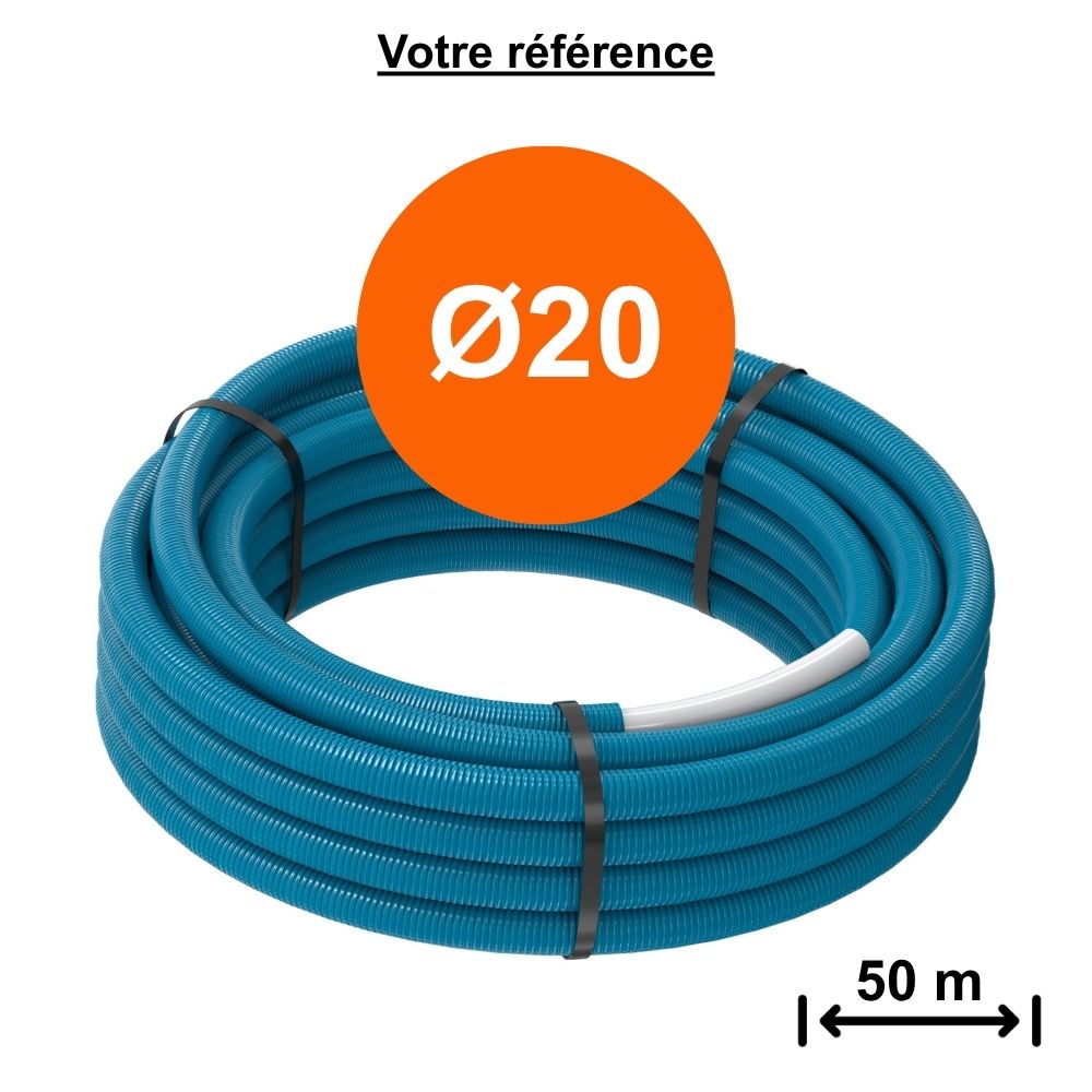 Tube multicouche gainé bleu MultiSkin 4 Ø20 - longueur 50 m - Comap