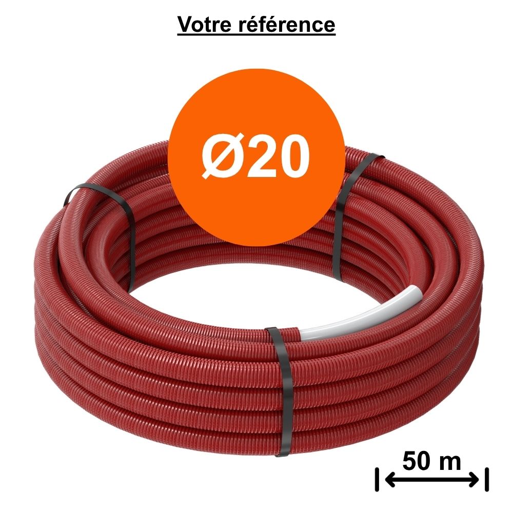 Tube multicouche gainé rouge MultiSkin 4 Ø20 - longueur 50 m - Comap