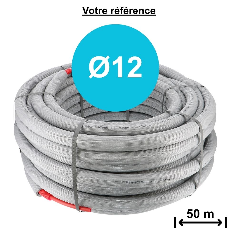 Tube PER gainé isolé rouge Ø12 - longueur 50 m