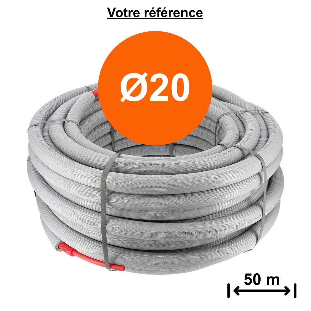 Tube PER gainé isolé rouge Ø20 - longueur 50 m