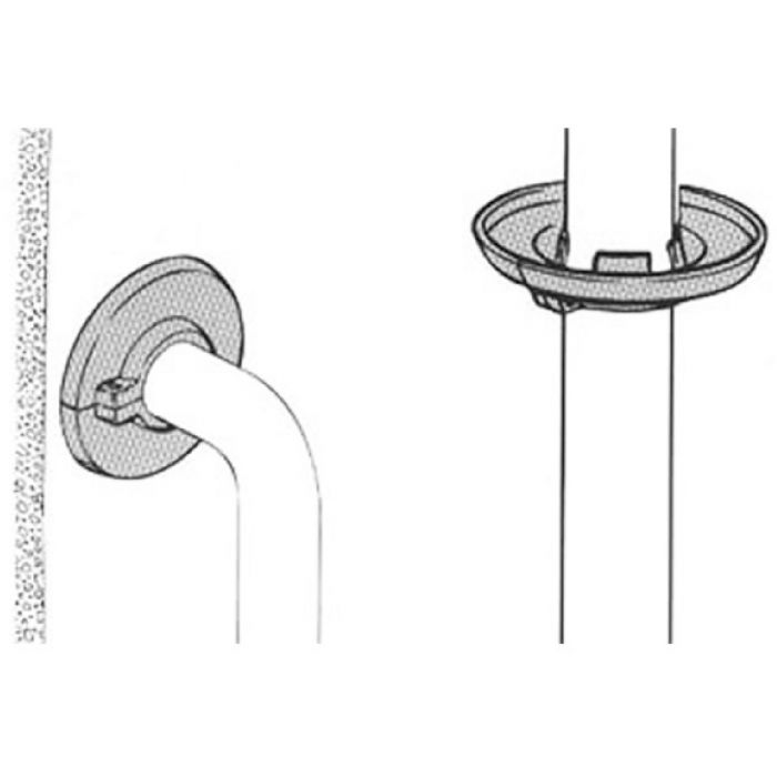Rosace plastique pour tube cuivre 12 et tube fer 1/8'' Ø60