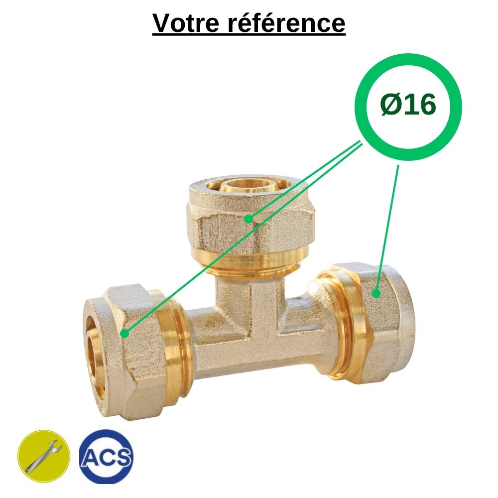 Té multicouche à compression Ø16 - Somatherm