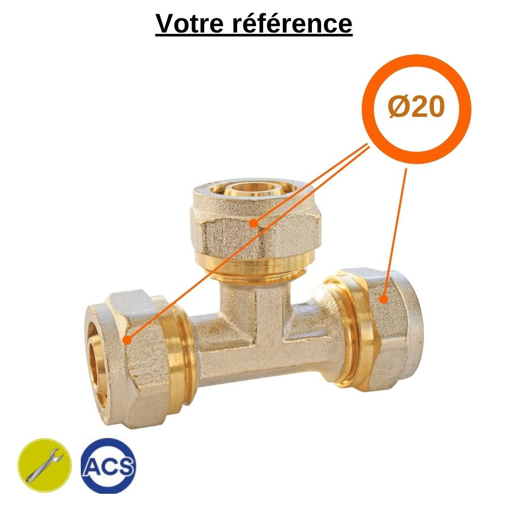Té multicouche à compression Ø20 - Somatherm