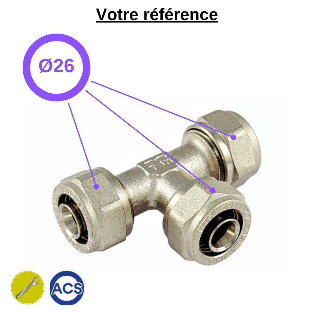 Té multicouche à compression Ø26 - Tiemme