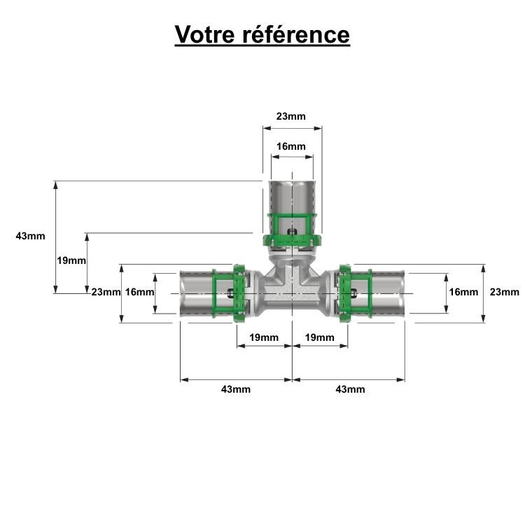 Té égal multicouche à sertir Ø16 - Comap