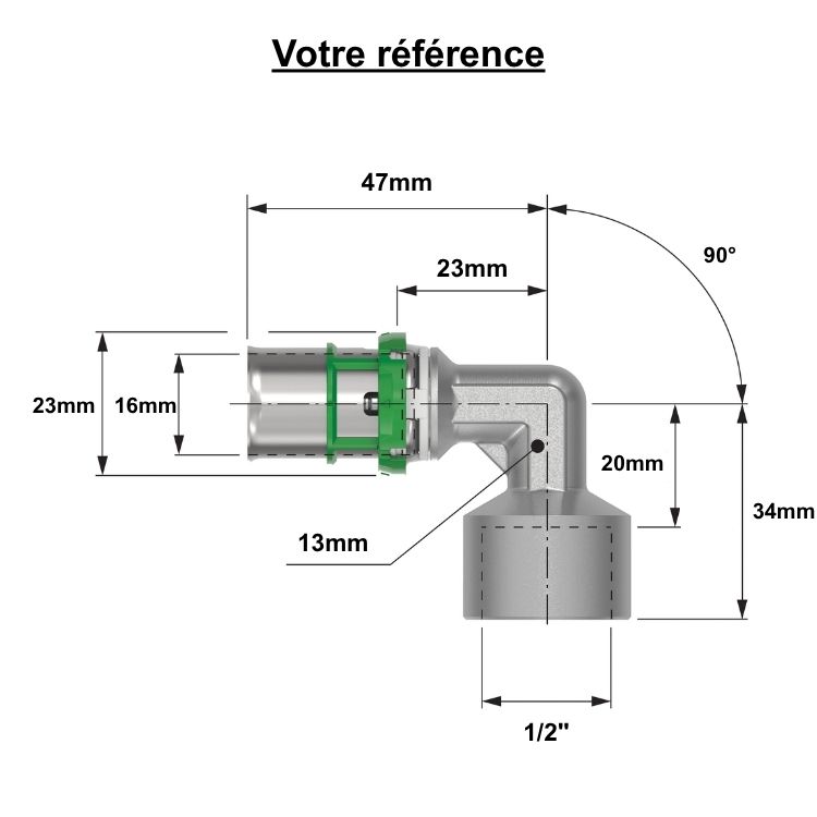 Coude femelle à sertir multicouche Ø16 - femelle 1/2'' (15/21) - Comap