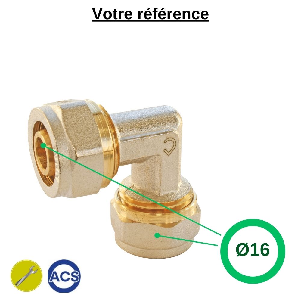 Coude égal multicouche à compression Ø16 - Somatherm