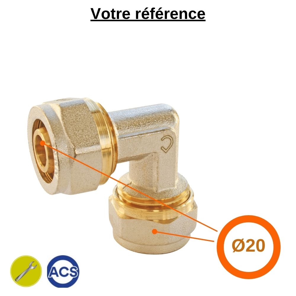 Coude égal multicouche à compression Ø20 - Somatherm