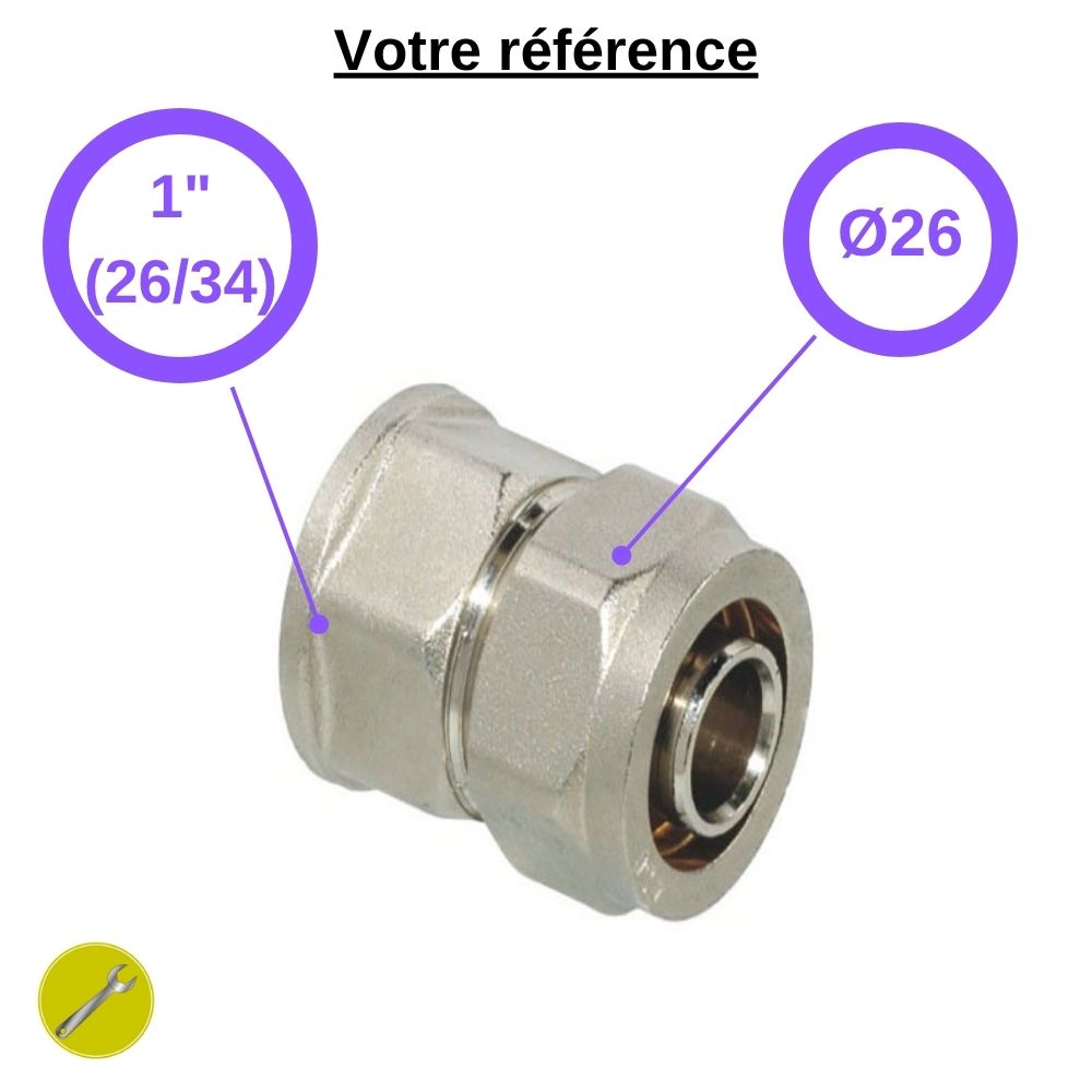 Raccord multicouche droit à compression Ø26 - femelle 1'' (26/34) - Somatherm