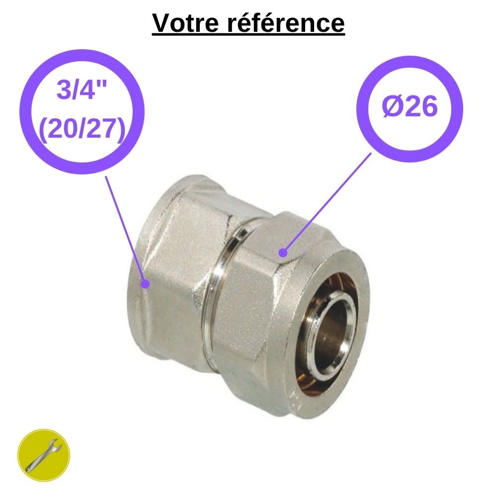 Raccord multicouche droit à compression Ø26 - femelle 3/4'' (20/27) - Somatherm