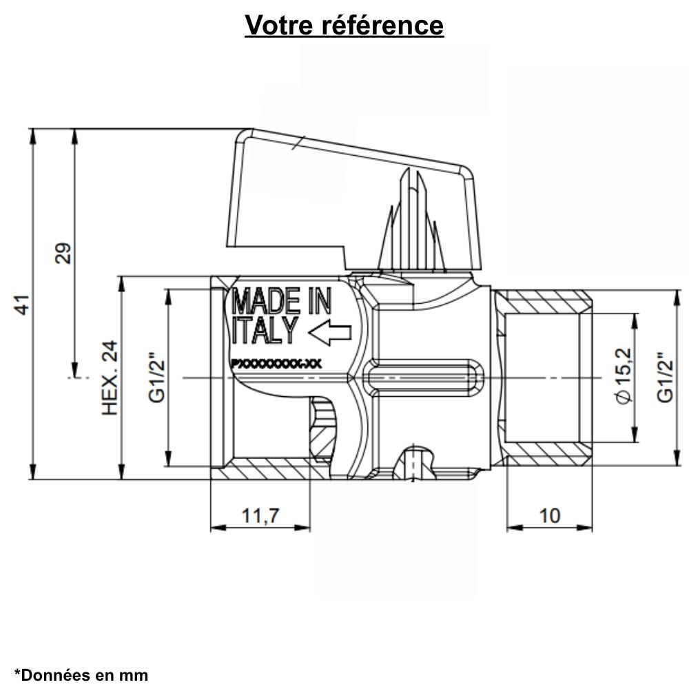 Robinet d'arrêt droit, à purge, mâle-femelle 1/2'' (15/21) - Eurotermo